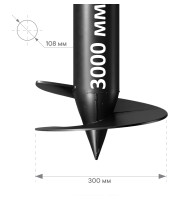 Винтовая сварная свая 108мм 3000мм (стенка 4мм.)